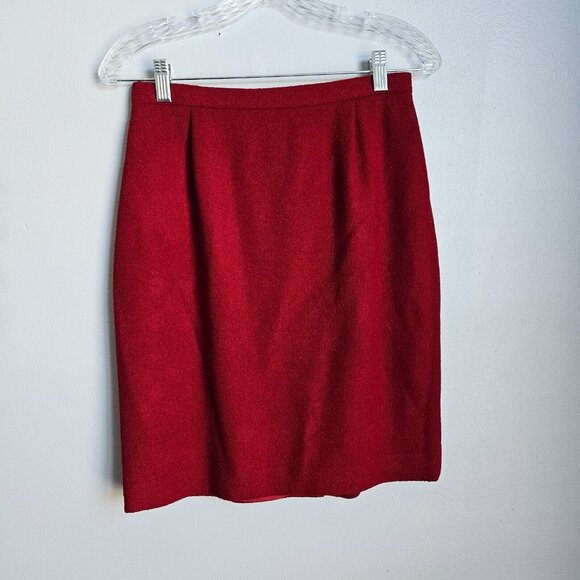 Ann Taylor 2 pc Skirt Suit Size 6 Lined Cranberry Red Wool Blend Career Office - Picture 2 of 12